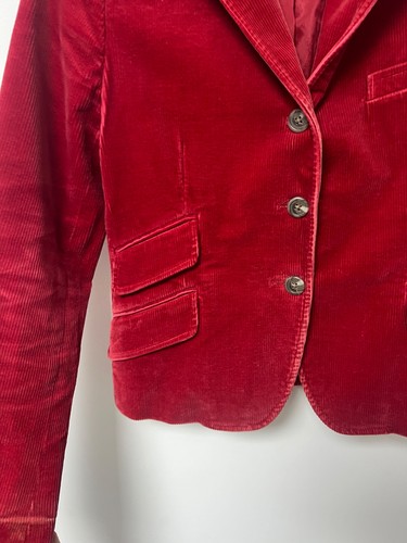 Vintage Ralph Lauren Velvet Blazer Red Jacket Rare Blue Label Luxury Womens sz 4 - Picture 11 of 24