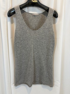 Stefanel Women Gray 100% Cashmere Tank Top L Minimalist Quiet Luxury EUC