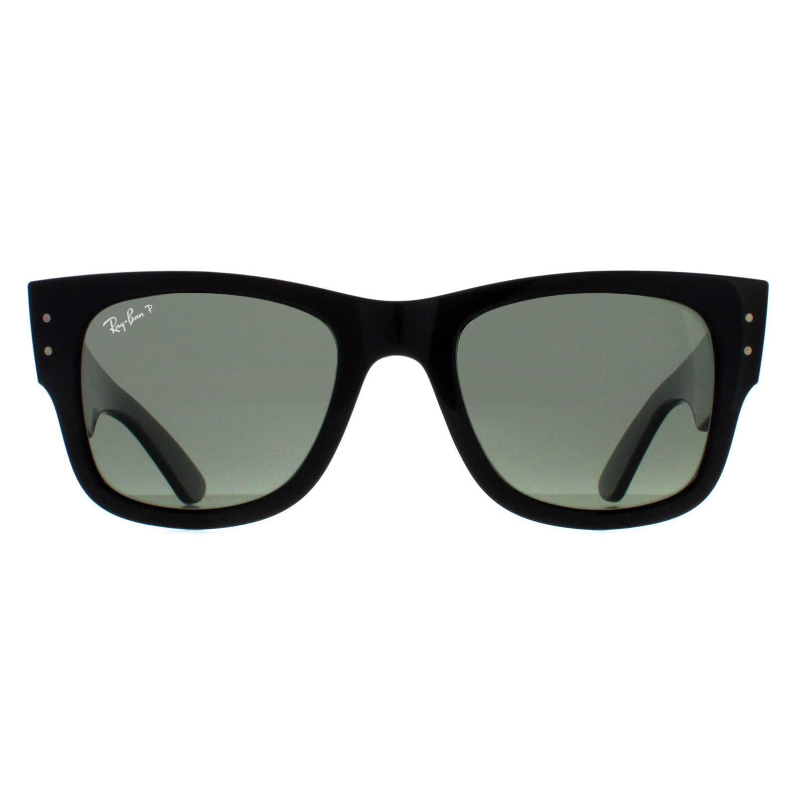 Ray-Ban Mega Wayfarer RB0840S, Black Polarized Sunglasses Green Polarized lenses, Mojo Glasses - Image 2