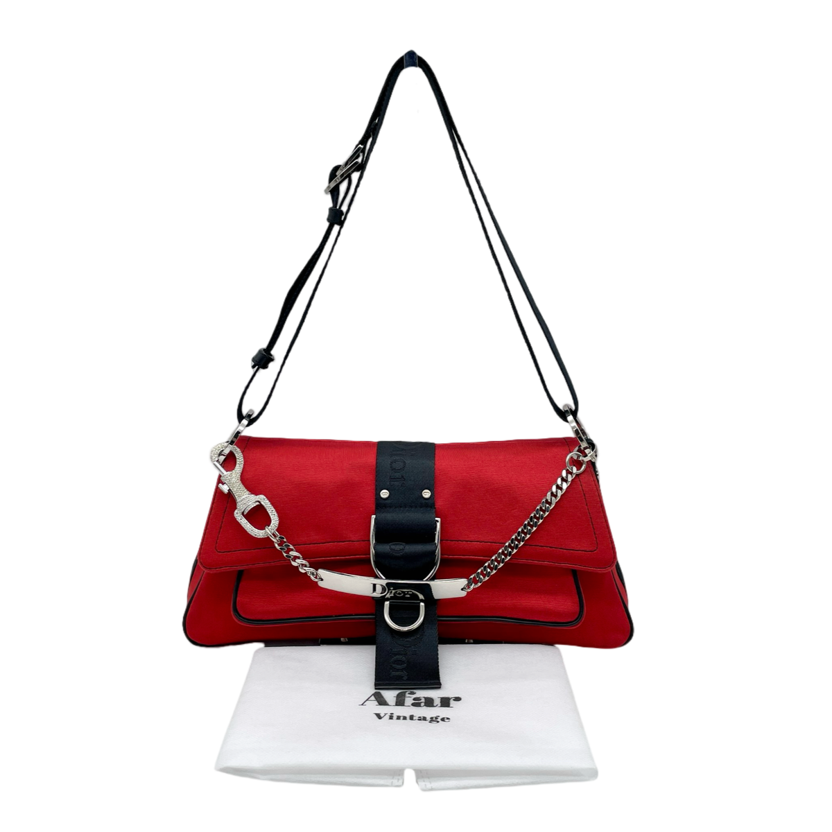 RARECHRISTIAN DIOR Hardcore Rhinestone Chain Handle 2-Way Shoulder