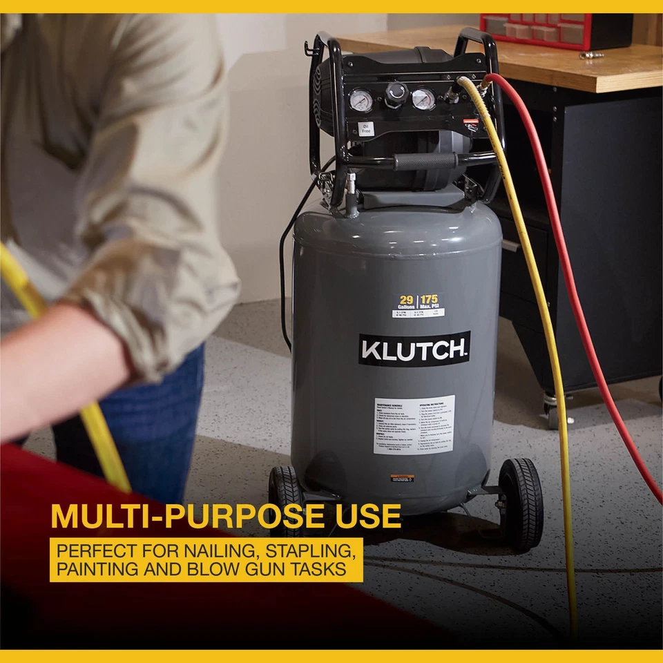 Klutch 29-Gallon Air Compressor, 2.5 HP, 120 Volts, 175 PSI - Image 2 of 4