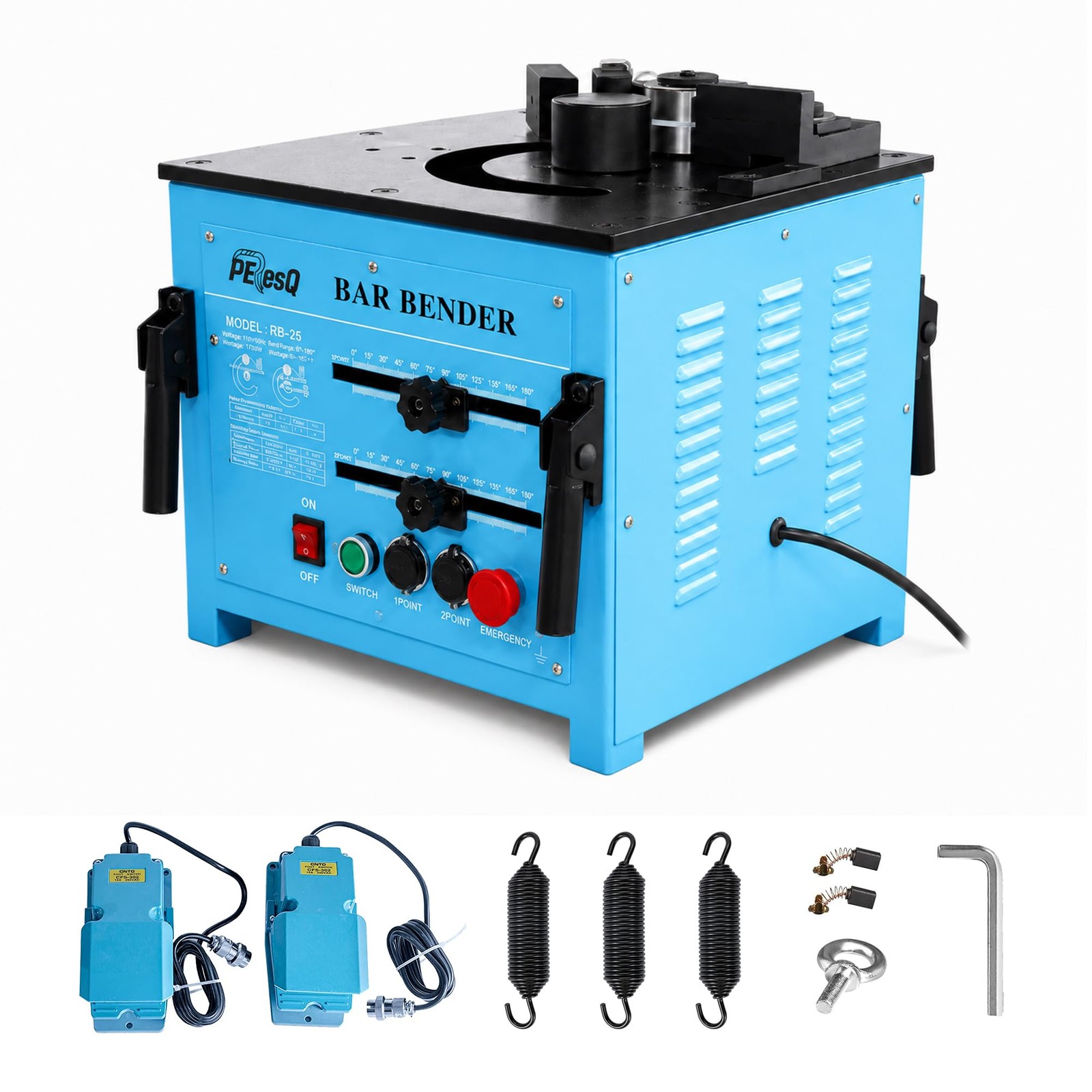 1700W Electric Hydraulic Rebar Bender, Portable Rebar Bending Machine, Bends