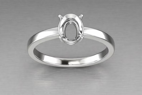 925 Sterling Silver 8x6mm Oval Basket Semi Mount Ring Pre Notched Setting