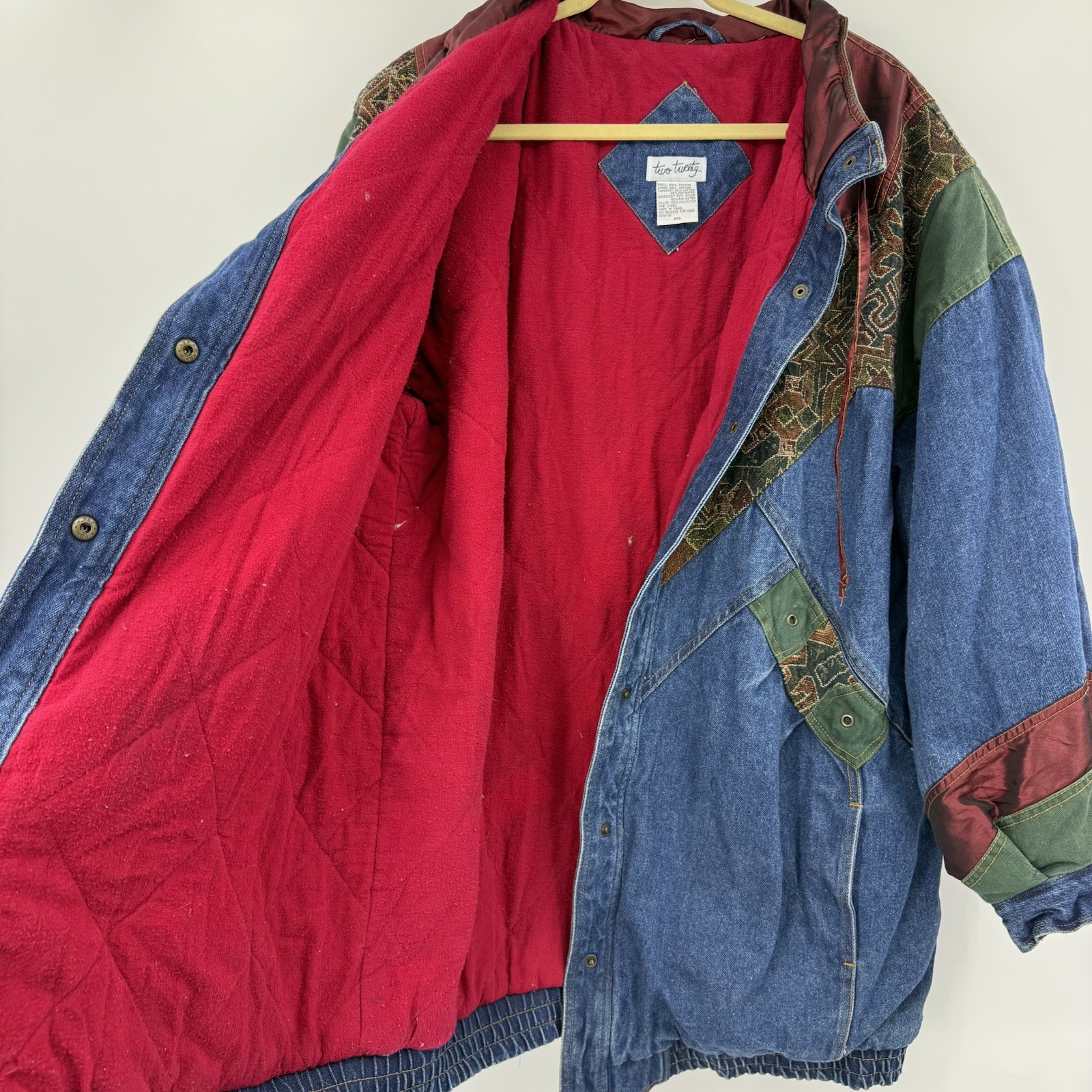 Vintage Twenty Two Denim Patchwork Bomber Jacket … - image 12