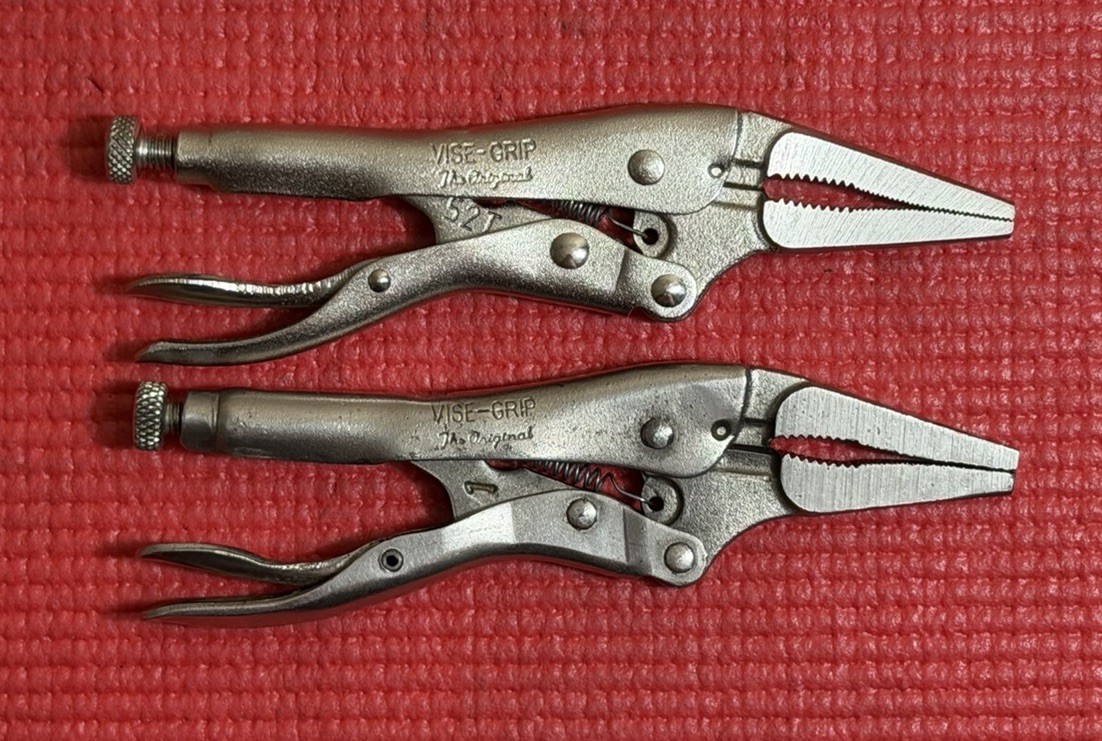 VISE-GRIP IRWIN 4LN 2Pc Set Long Nose Reach Pliers 6” Locking Plier Made In USA
