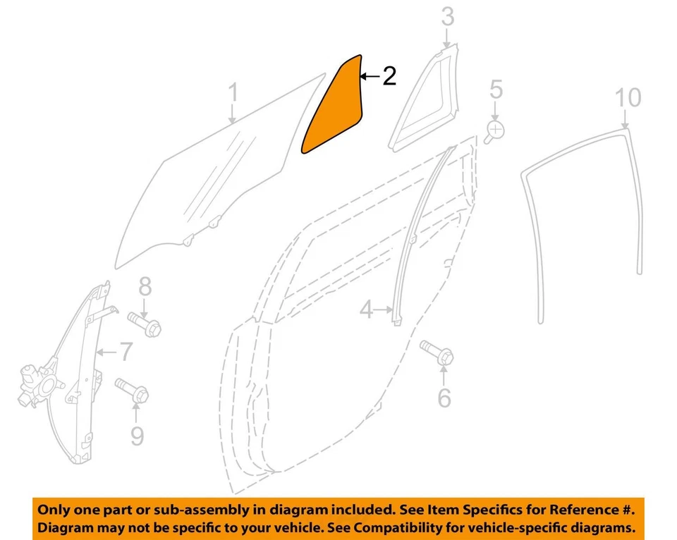 Subaru Outback 2010-2011 puerta trasera derecha cuarto ventana partición vidrio tintado Foto 3 de 4