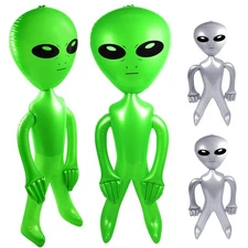 4 PCS 63 Inch Giant Inflatable Alien 31.5 Inch Jumbo Blow Up Alien Green Infl...