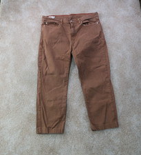 American Giant Roughneck Stretch Canvas Pants Mens 38x26 Brown Straight Leg USA