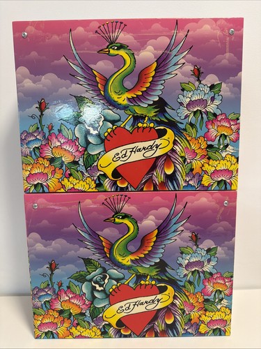 2x - Ed Hardy Lisa Frank Love Kills Slowly Peacock Design Hanging File Box RARE