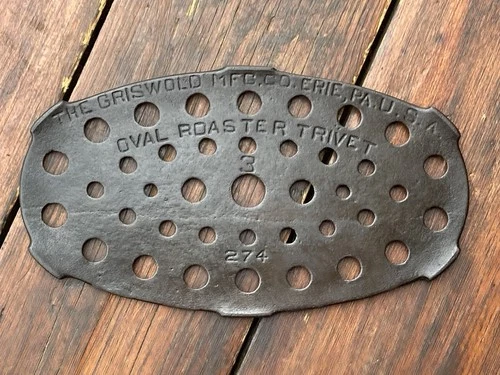 New ListingGriswold Cast Iron #3 Fully Marked Oval Roaster Trivet