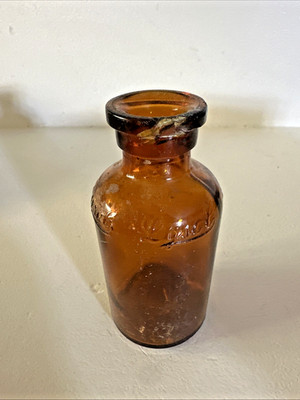 Vintage Small Amber Lysol glass Bottle, Empty