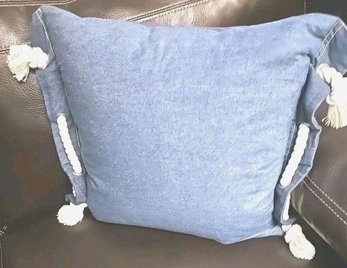 Devi Design Nautical Themed Decorative Navy Blue + White Throw Pillow Rope 20" - Picture 5 of 9