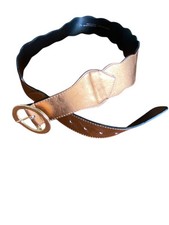 Martina Mori Italian Leather 2-Inch Scalloped Belt Buckle Metallic Copper Sz L
