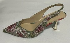 One Single Left Shoe Betsey Johnson Glitzy Beaded Slingback Pointed Toe 7.5M