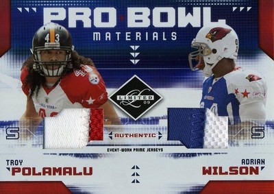TROY POLAMALU / ADRIAN WILSON ( DUAL ) 2009 PRO BOWL PRIME JERSEY CARD #14/25