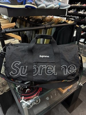 Supreme FW18 Duffle Bag Black Cordura Logo Box Logo Travel Bag