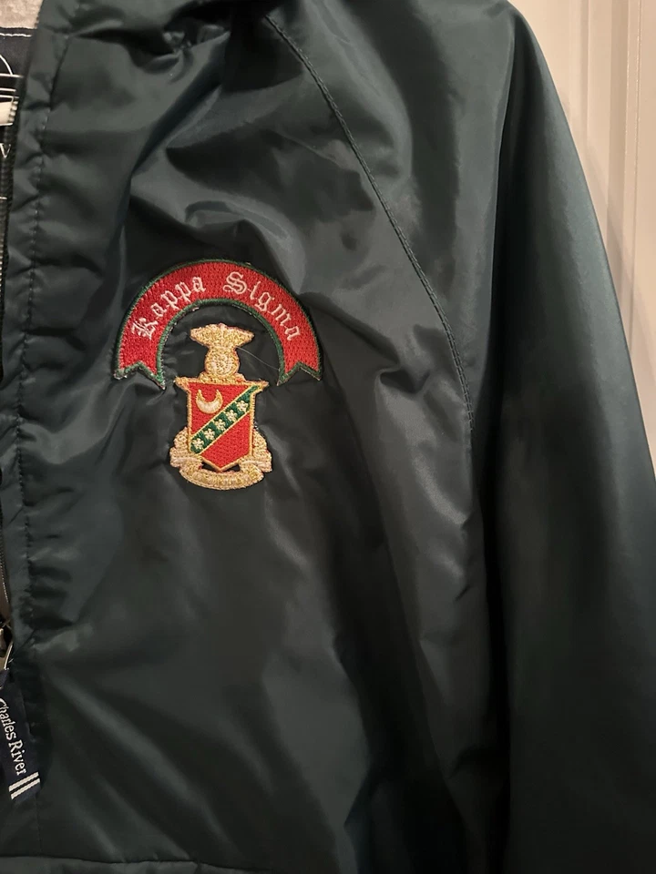 Charles River Kappa Sigma Windbreaker/Anorak Pullover Jacket Green - Image 3 of 4
