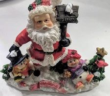 Vintage Santa Claus Merry Christmas Winter Park Welcome Snowmen Play Figure