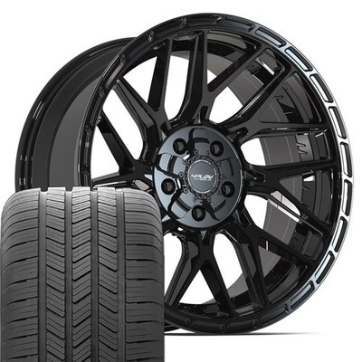 4PS28 20x9 Black 4PLAY Rims & 275/55R20 A/S Tires Set Fits Dodge RAM 1500