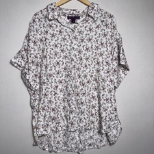 Gloria Vanderbilt Women  s Floral Printed Short Sleeves Button Front Shirt 2X