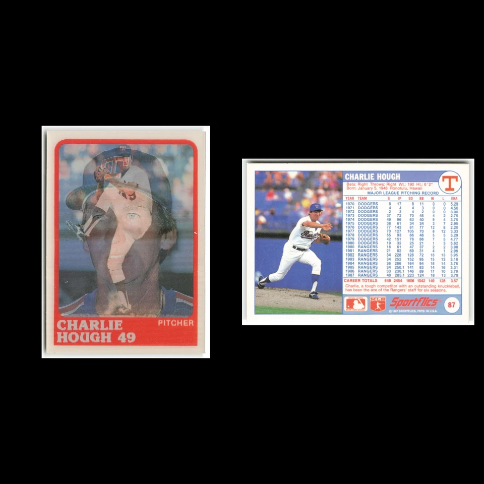 Charlie Hough #87 1988 Sportflics Texas Rangers Baseball Card MLB NM - Image 3 of 3