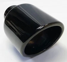 Exhaust Tip 2.25 Inlet 4.50 Dia X 7.75  Long Black Chrome 304 Stainless Slant We