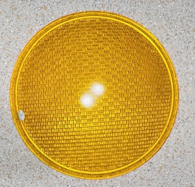 Vintage Traffic Signal Light Lens Yellow Kopp Glass 12  USA Stop Light