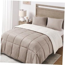Size Comforter Set - Thick Fleece Sherpa Comforter Set for King Sherpa Sand