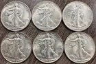 1936-1946 AU-UNCIRCULATED Walking Liberty Half Dollar 50C Collection, 6 Coins
