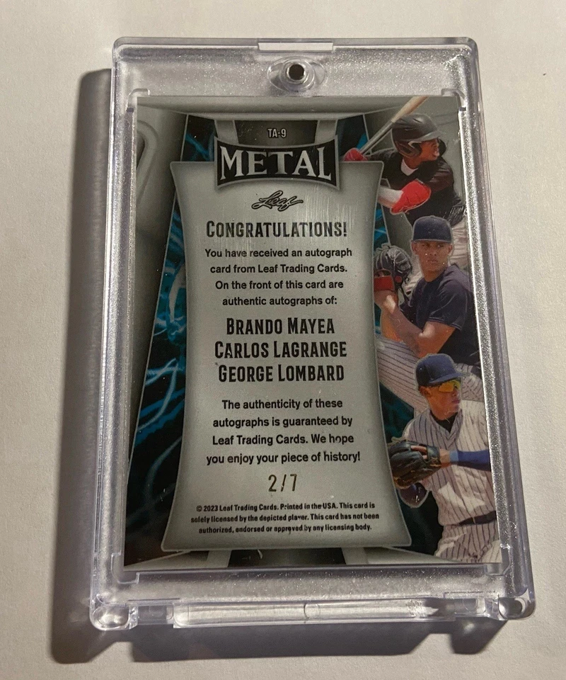 2023 Leaf Metal Triple Pink Prismatic /7 George Lombard/Mayea/Lagrange Auto - Image 2 of 2