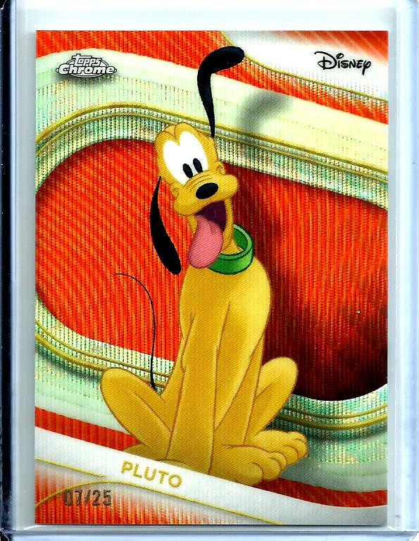 Pluto 2025 Topps Chrome Disney # 95 Orange Wave Refractor SP # d 07/25