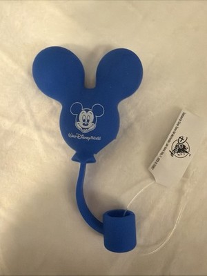 2026 Disney Parks Disney World Logo Mania Blue Mickey Mouse Balloon Straw Topper