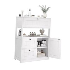 Bathroom Cabinet, Modern Bathroom Floor Storage White1 Three Drawers One Door