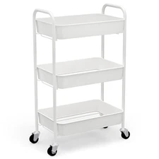 3-Tier Rolling Metal Storage Organizer Mobile Utility Cart Kitchen with Caster