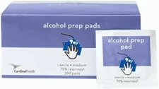 Cardinal Health Alcohol Prep Pads 2-Ply Large Box of 200