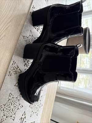 Damen Stiefeletten, Schwarz Lack Gr. 39