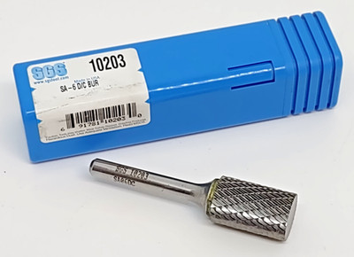 SGS 10203 SA-6 5/8''x1'' Double-Cut Carbide Bur, Cylinder Shape