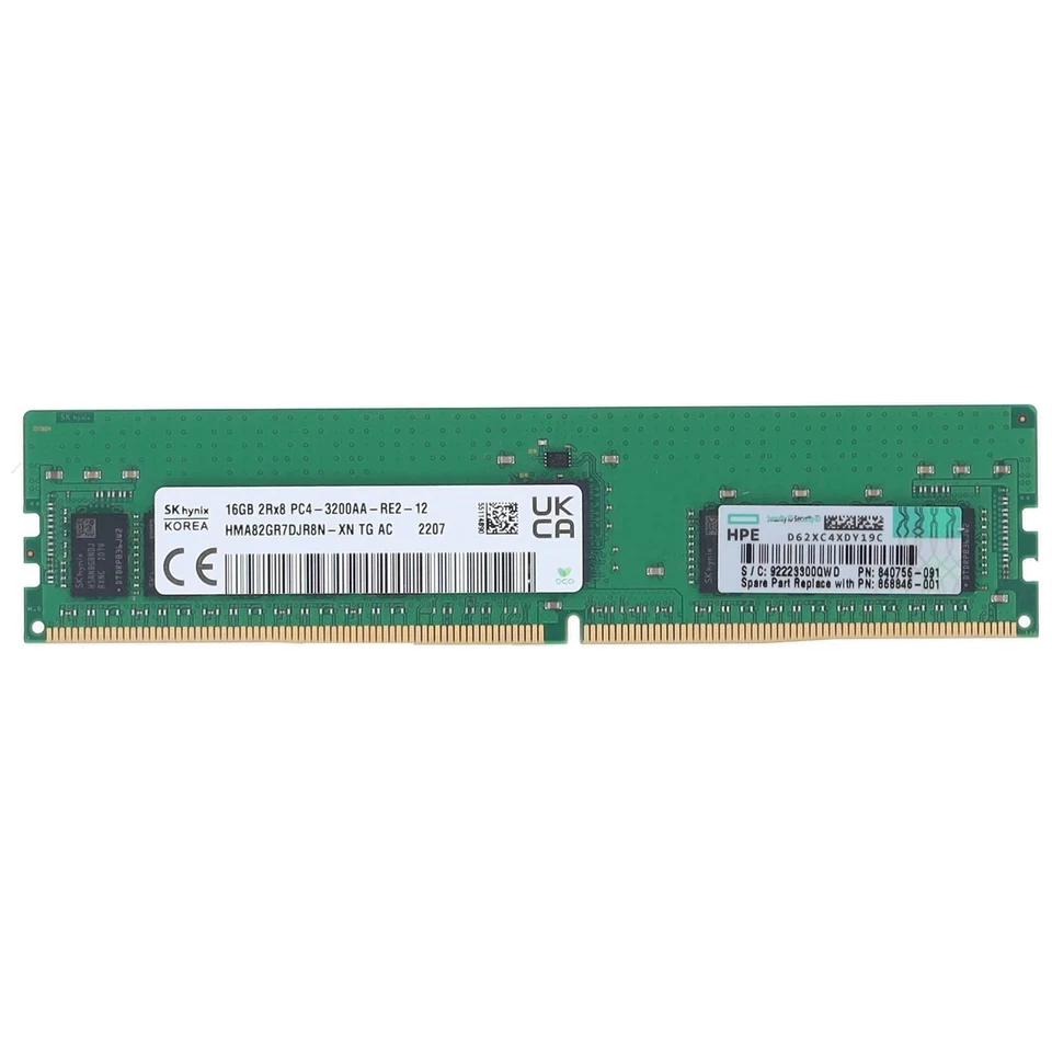 HPE SKHynix HMA82GR7DJR8N-XN 16GB PC4-3200AA-R 2RX8 DDR4-3200MHz P06188-001 RAM - image 1 of 1