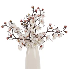 6PCS Artificial Plum Blossom Flowers 10.6 Inch Faux Plum Blossom Branches for...