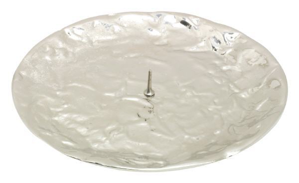 Kerzenteller Messing Vernickelt Silber Mit Dorn Ø 12,5 Cm Ideal FüR Kerzen-image