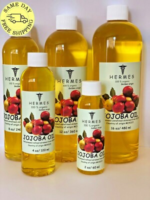 JOJOBA OIL by HERMES ORGANIC UNREFINED COLD PRESSED 2 oz - 16 oz
