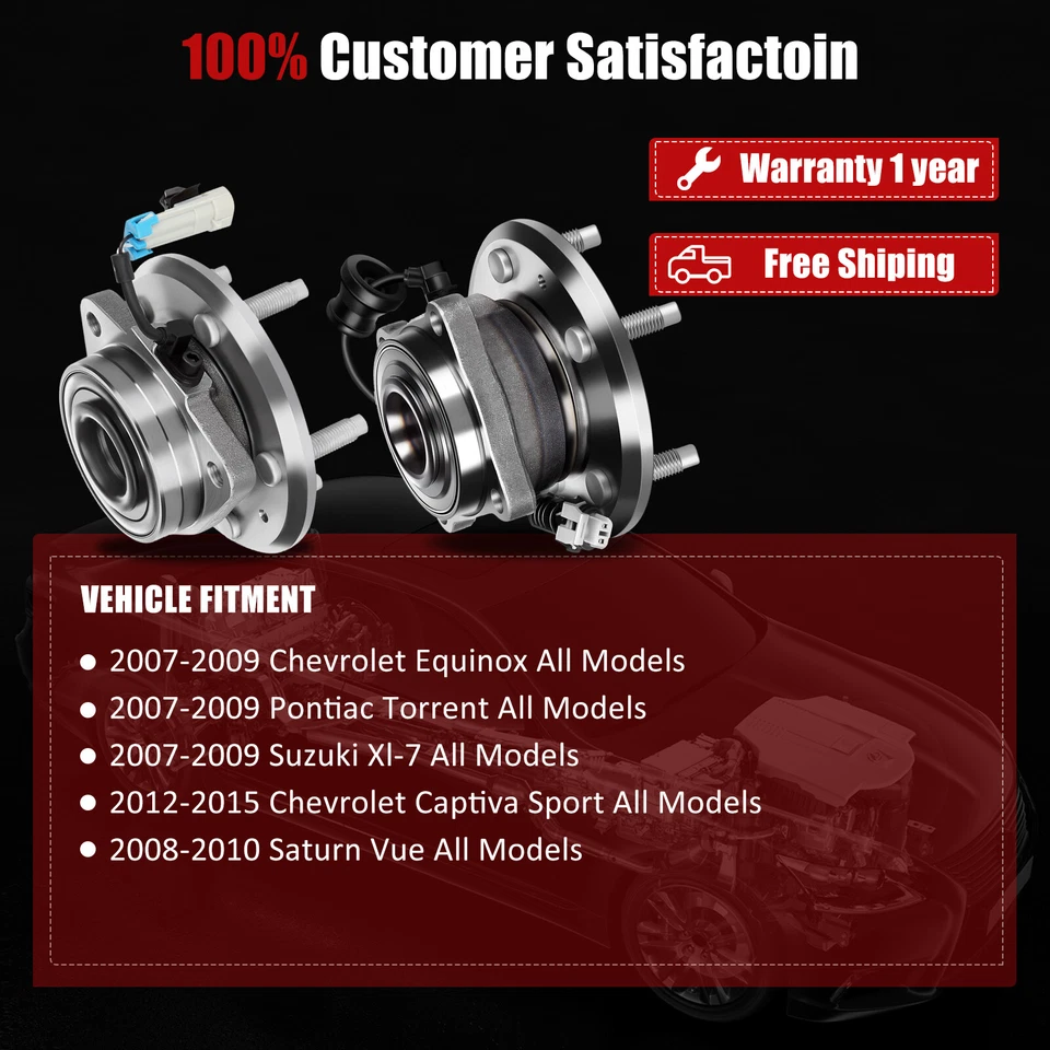 Juego de 4 cojinetes de buje de rueda delantera trasera para Chevrolet Equinox 2007-2009 Foto 2 de 4