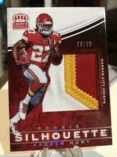KAREEM HUNT CHIEFS #9/50 2017 CROWN ROYALE ROOKIE SILHOUETTE WHITE JOMBO PATCH