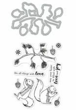 Hero Arts Stamp & Cut "CHRISTMAS SQUIRRELS" Clear Stamps With Dies Bundle 2019