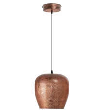 Miles River of Goods Copper-Colored Metal Punched Globe Shade 8-Inch Pendant (2)