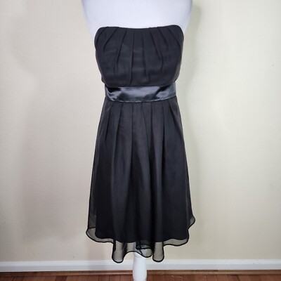 After Six Women's Black Chiffon Strapless Cocktail Formal Dress Size 10 Party