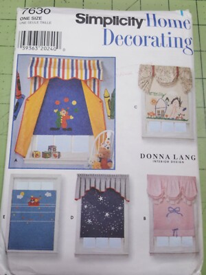 Simplicity Pattern 7630 Home Decor Window Valances Shades Nursery Girls Boys FF
