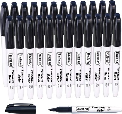 Shuttle Art Permanent Markers, 11 Pack Black Permanent Marker, Fine Point
