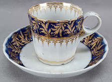Grainger Worcester Pattern 315 Cobalt & Gold Floral Coffee Cup & Saucer C
