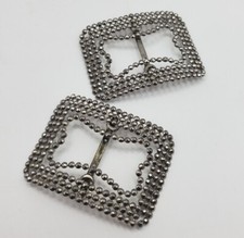 Antique Victorian Steel Cut Shoe Buckles Made In France Vintage Costume Jewelry